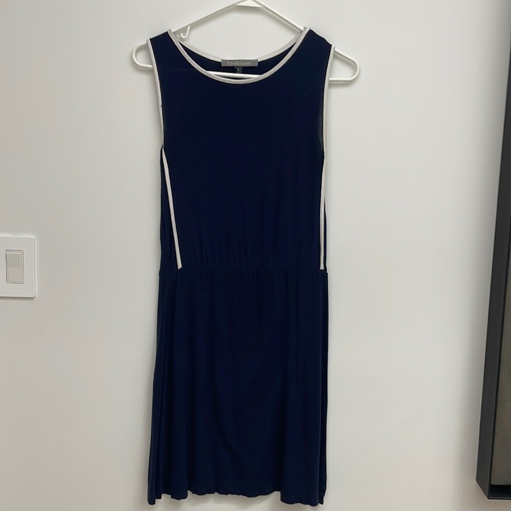 Navy Blue Dress with White Piping